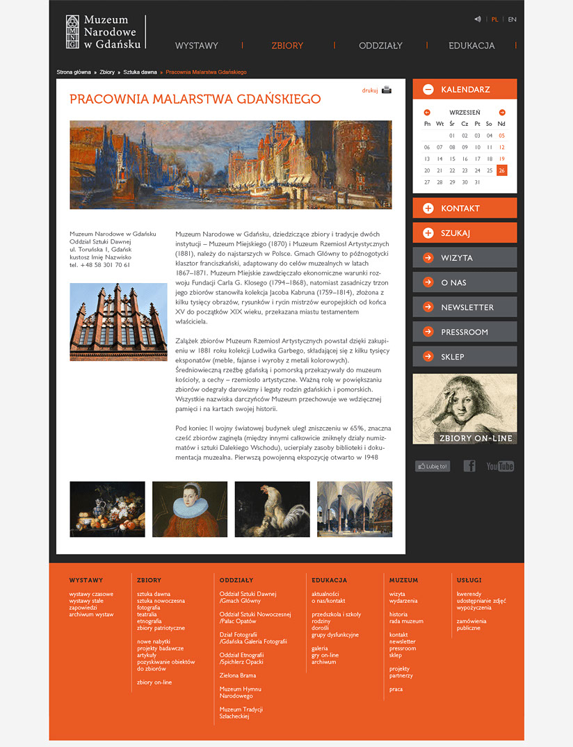 Muzeum Narodowe w Gdańsku, website layout, strony internetowe, web design, grafik, graphic designer