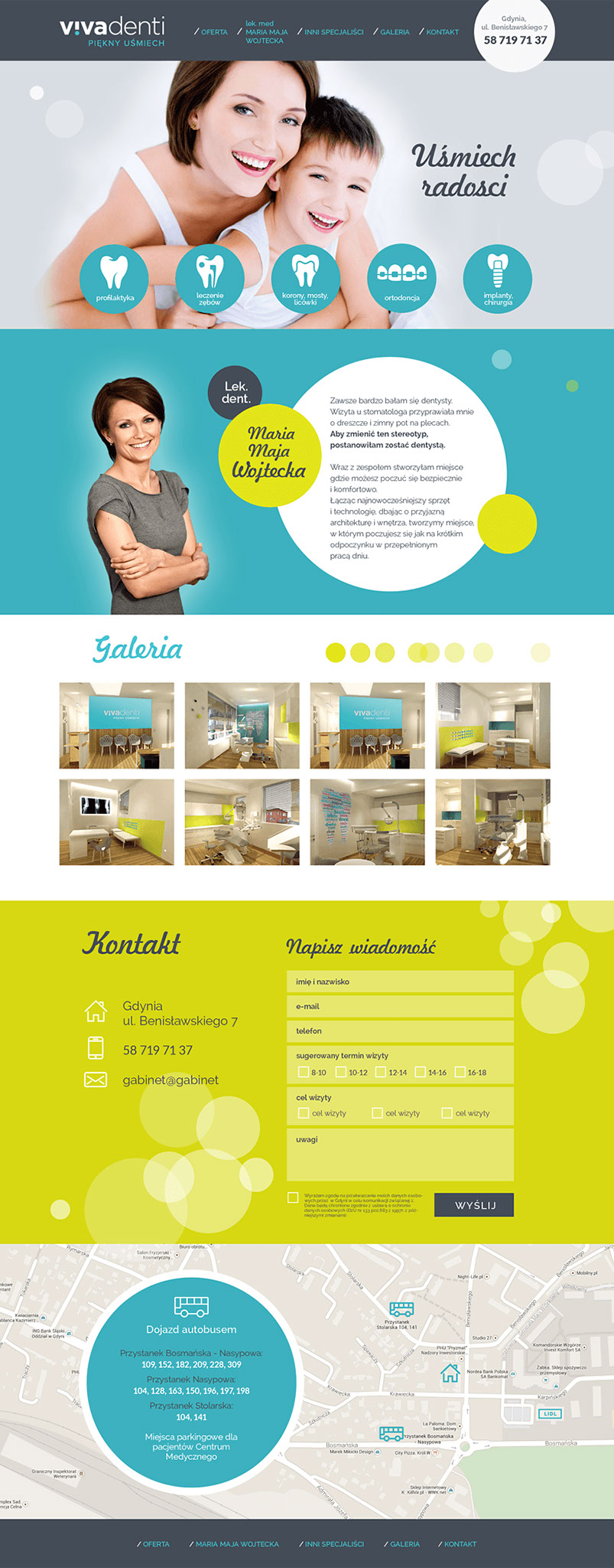 Vivadenti, website layout, strony internetowe, web design, grafik, graphic designer