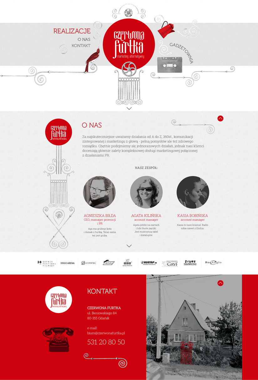 Czerwona furtka, marketing alternatywny, website layout, strony www, web design, grafik, graphic designer, projekty graficzne